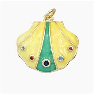 Enamel Copper Pendant, Gold Plated, approx 18-22mm