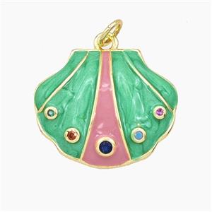 Enamel Copper Pendant, Gold Plated, approx 18-22mm
