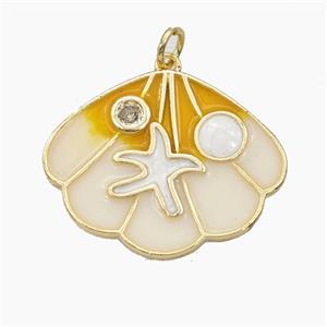 Enamel Copper Pendant, Gold Plated, approx 20-25mm