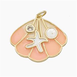 Enamel Copper Pendant, Gold Plated, approx 20-25mm