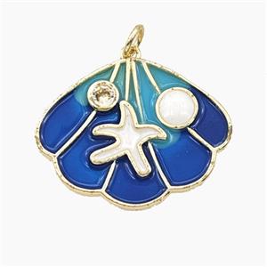 Enamel Copper Pendant, Gold Plated, approx 20-25mm