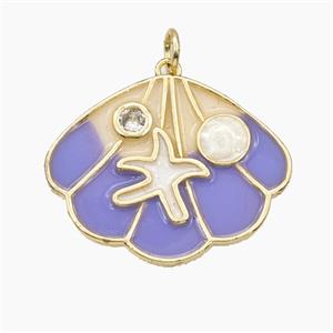 Enamel Copper Pendant, Gold Plated, approx 20-25mm