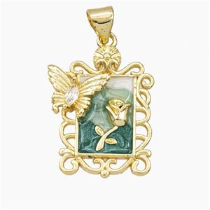 Enamel Copper Pendant, Gold Plated, approx 15-22mm