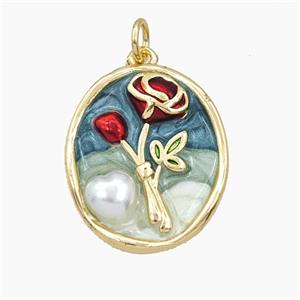 Enamel Copper Pendant, Gold Plated, approx 18-21mm