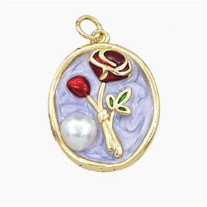 Enamel Copper Pendant, Gold Plated, approx 18-21mm