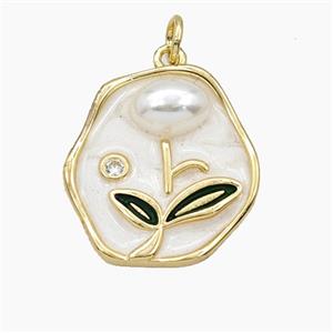 Enamel Copper Pendant, Gold Plated, approx 20mm