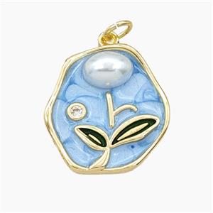 Enamel Copper Pendant, Gold Plated, approx 20mm