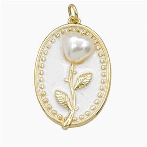 Enamel Copper Pendant, Gold Plated, approx 20-26mm