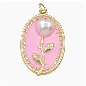 Enamel Copper Pendant, Gold Plated, approx 20-26mm