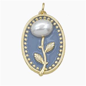 Enamel Copper Pendant, Gold Plated, approx 20-26mm