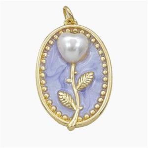 Enamel Copper Pendant, Gold Plated, approx 20-26mm
