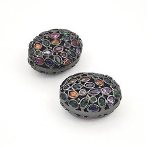 Copper Bead Pave Zircon, Gold Plated, approx 16-19mm