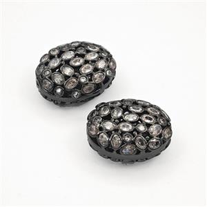 Copper Bead Pave Zircon, Gold Plated, approx 16-19mm
