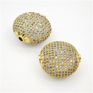 Copper Bead Pave Zircon, Gold Plated, approx 25mm