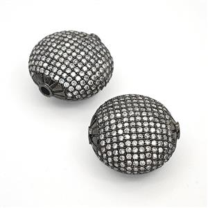 Copper Bead Pave Zircon, Gold Plated, approx 25mm