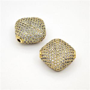 Copper Bead Pave Zircon, Gold Plated, approx 18-20mm