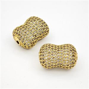 Copper Bead Pave Zircon, Gold Plated, approx 15-20mm