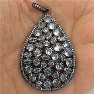 Copper Bead Pave Zircon, Gold Plated, approx 37-50mm