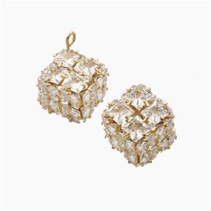 Cubic Zirconia Cube Pendant, approx 11.5mm