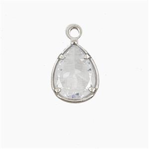 Cubic Zirconia Teardrop Pendant, approx 7x9mm