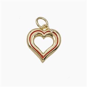 Copper Heart Pendant Enamel Gold Plated, approx 12.5mm