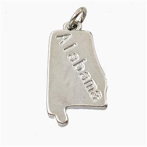 Copper Alabama Maps Pendant Platinum Plated, approx 12-20mm