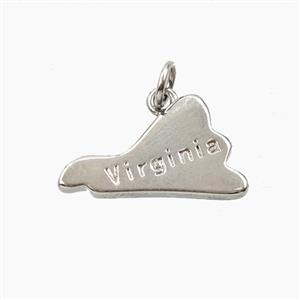 Copper Virginia Maps Pendant Platinum Plated, approx 11-19mm