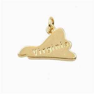 Copper Virginia Maps Pendant Gold Plated, approx 11-19mm