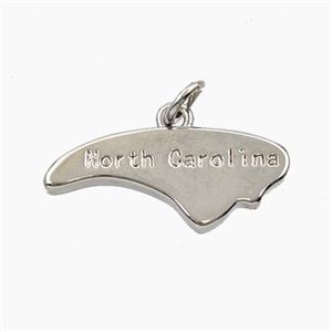Copper Maps Of North Carolina Pendant Platinum Plated, approx 9-21mm