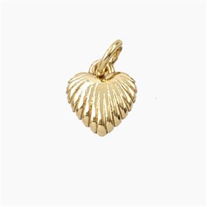 Copper Heart Pendant Ribbed Gold Plated, approx 8mm