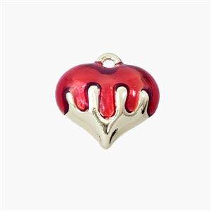 Copper Heart Pendant Red Enamel Gold Plated, approx 15mm