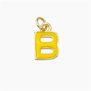 Copper Letter-B Pendant Enamel Gold Plated, approx 8-10mm