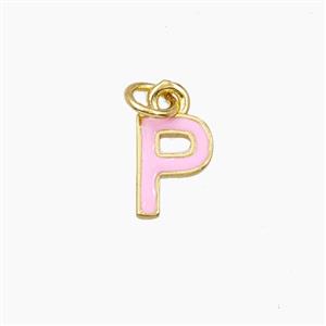 Copper Letter-P Pendant Enamel Gold Plated, approx 8-10mm