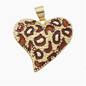 Copper Heart Pendant Red Enamel Bohemia Style Gold Plated, approx 27mm