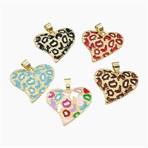 Copper Heart Pendant Enamel Bohemia Style Gold Plated Mixed, approx 27mm