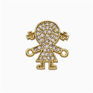 Copper Kids Girls Connector Pave Zirconia Gold Plated, approx 12.5-15mm