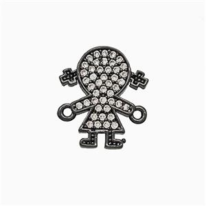Copper Kids Girls Connector Pave Zirconia Black Plated, approx 12.5-15mm