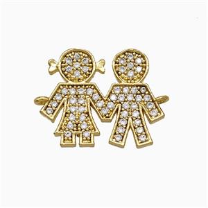 Copper Kids Sibling Connector Pave Zirconia Gold Plated, approx 13.5-17mm