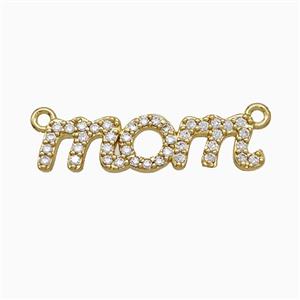 Copper MOM Pendant Pave Zirconia 2loops Gold Plated, approx 7-27mm