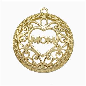 Copper Heart Mom Pendant Gold Plated, approx 23mm