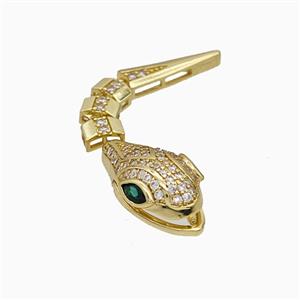 Copper Snake Pendant Micropave Zirconia Gold Plated, approx 11-21mm, 3-30mm