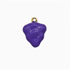 Copper Strawberry Pendant Purple Enamel Gold Plated, approx 11-12mm