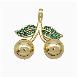 Copper Cherry Pendant Pave Zirconia Gold Plated, approx 18-20mm