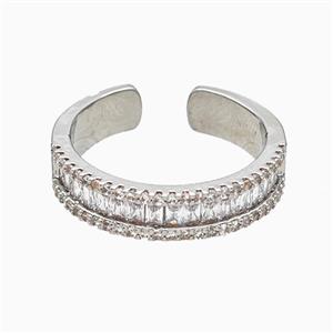 Copper Ring Pave Zircon Platinum Plated, approx 5mm, 18mm dia