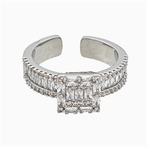 Copper Ring Pave Zircon Platinum Plated, approx 8mm, 18mm dia