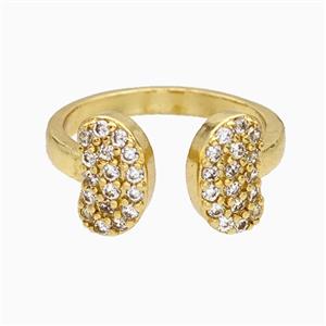 Copper Butterfly Rings Pave Zirconia Gold Plated, approx 6-10mm, 18mm dia