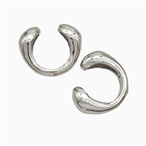 Copper Clip Earrings Platinum Plated, approx 6mm, 16mm dia