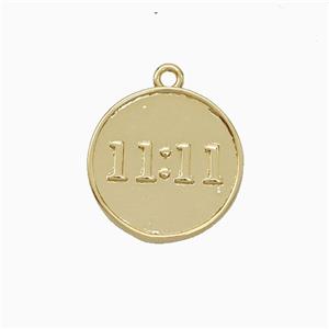 Copper Pendant Double Eleven Number 11 Circle Gold Plated, approx 15mm