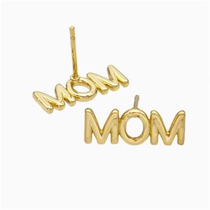 Copper MOM Stud Earrings Gold Plated, approx 6-16.5mm