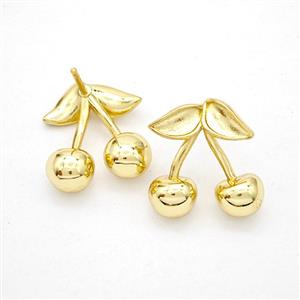 Copper Cherry Stud Earrings Gold Plated, approx 14-16mm
